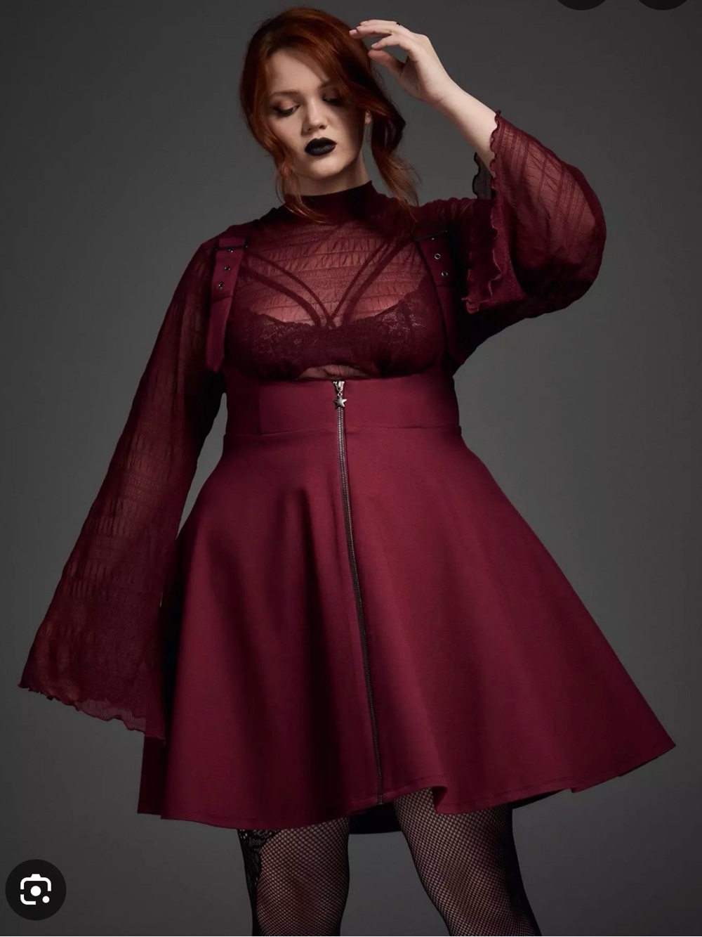 torrid Deep Wine Red Skater Suspender Skirt